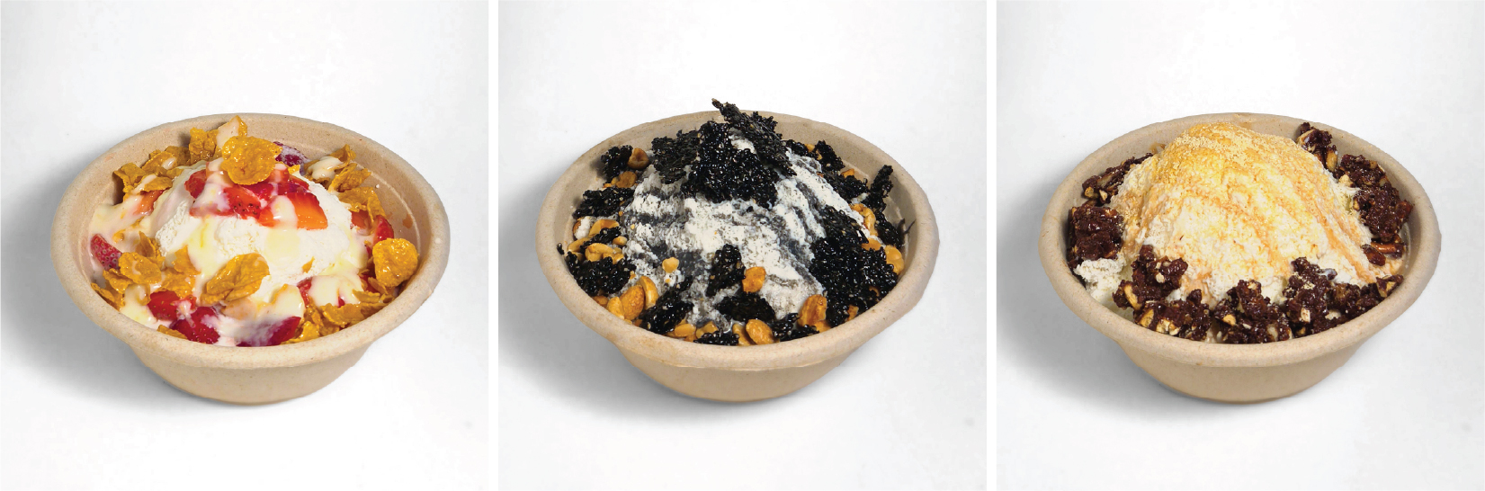 Bowls of Bomi Bingsu shaved ice dessert